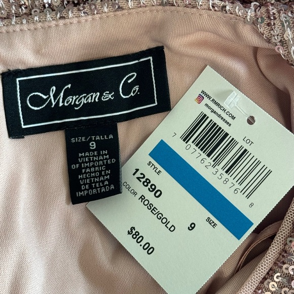 NWT Morgan & Co rose/gold sequin dress size 9 - Picture 3 of 5